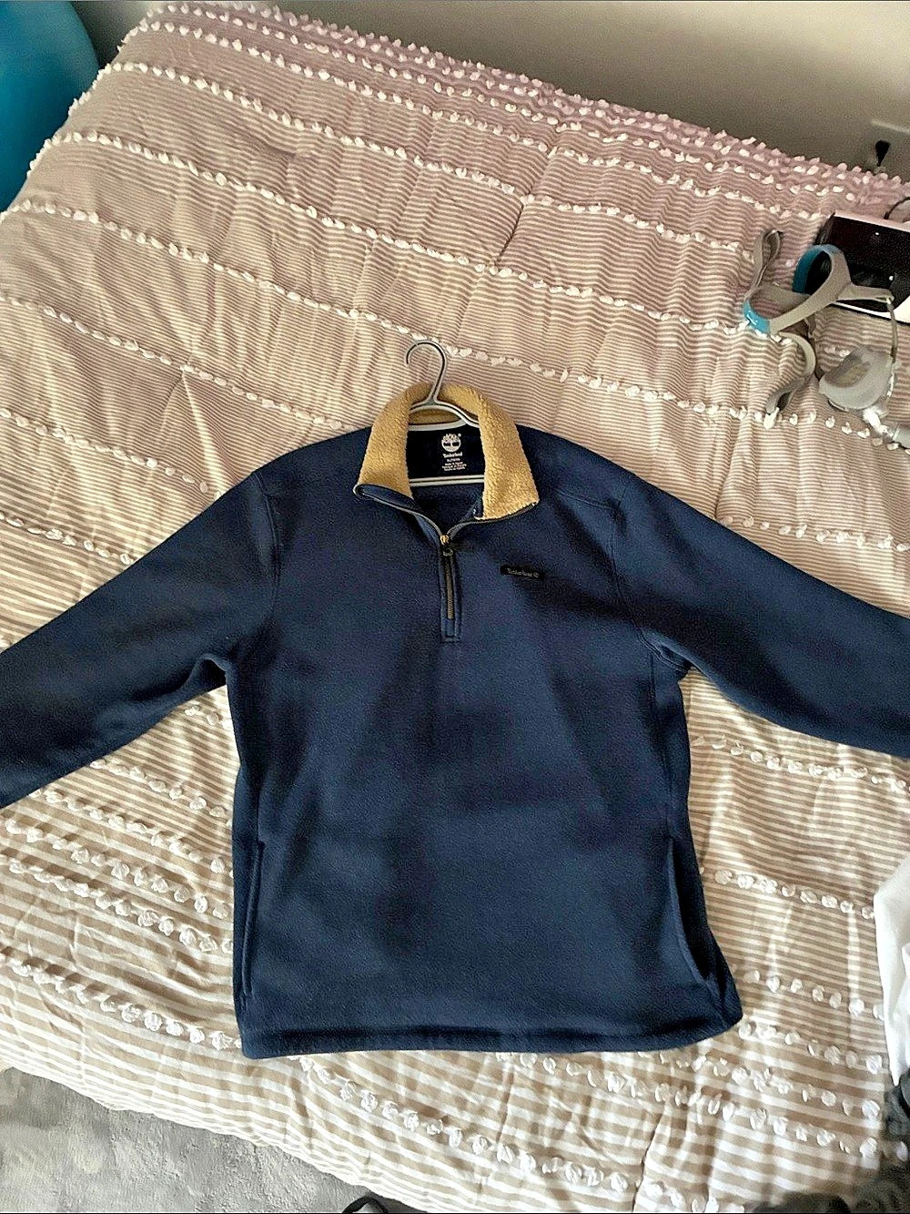 Timberland Men's Quarter-Zip Fleece Pullover with Sherpa Collar Blue XL